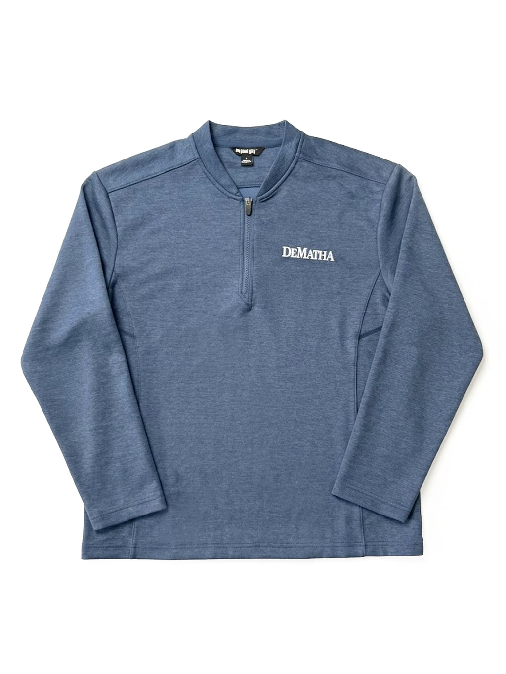 Navy DeMatha quarter zip with logo