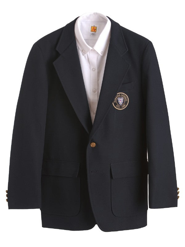 Navy DeMatha school blazer with patch