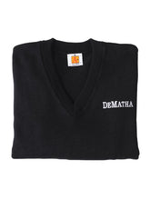 Load image into Gallery viewer, Navy DeMatha sweater vest with logo